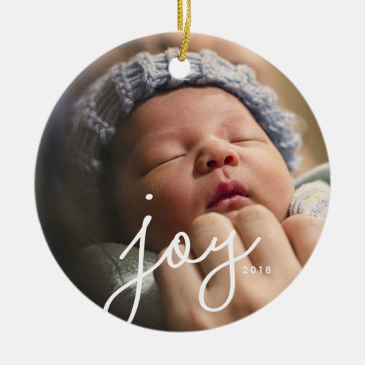 Joy Foto Custom Christmas Ornament (Vorne)