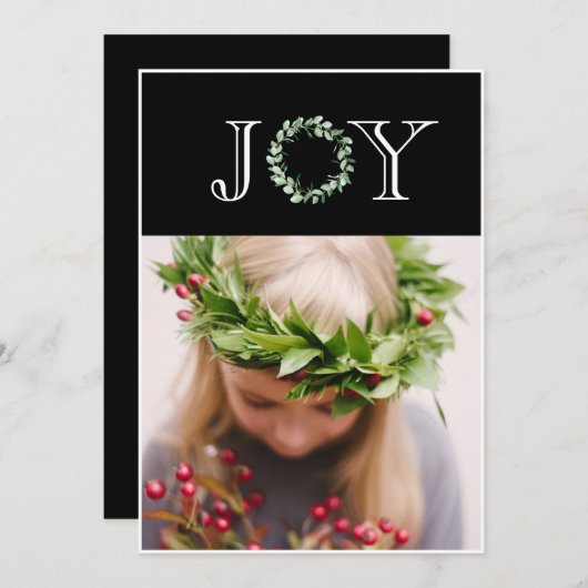 Joy Foto Elegante Weihnachten Personalisiert (Vorne/Hinten)