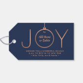 JOY Foto Navy Blue Copper Elegante Moderner Urlaub Geschenkanhänger (Rückseite Horizontal)