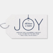 JOY Foto Navy Blue Modern Minimal Weihnachten Geschenkanhänger (Rückseite Horizontal)