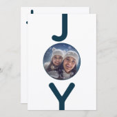 Joy Foto White Blue Weihnachtskarte Einladung (Vorne/Hinten)