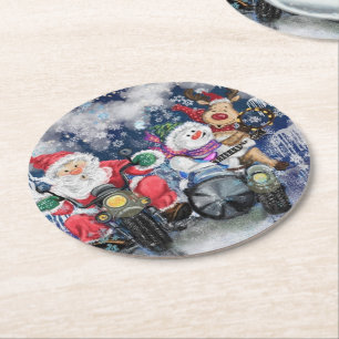 Joy - Frohe Weihnachts-glückliche Freunde - Fun P Runder Pappuntersetzer
