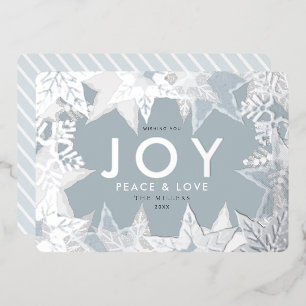 JOY Frosted Snowflakes Silberfolie Feiertagskarte Folieneinladung