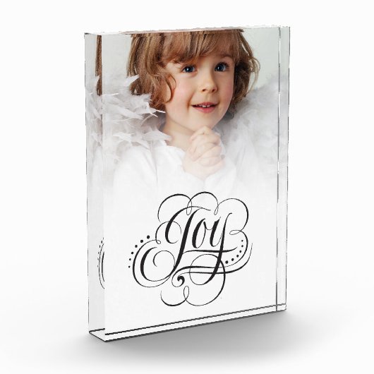 JOY Geblüht Weihnachtskalligrafie Lettern Fotoblock (Links)
