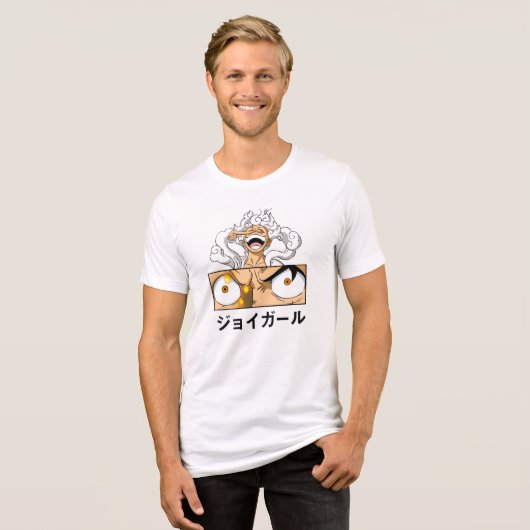 Joy Girl Anime Expression T-Shirt – Japanese Typog Tri-Blend Shirt (Vorderseite voll)