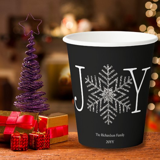 Joy Glittery Snowflake Holidays Ansammlungen Pappbecher