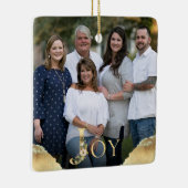 Joy Gold Foil 2 Sided Family Foto Weihnachten Keramikornament (Rechts)