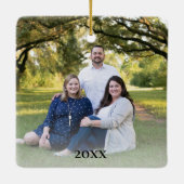 Joy Gold Foil 2 Sided Family Foto Weihnachten Keramikornament (Rückseite)