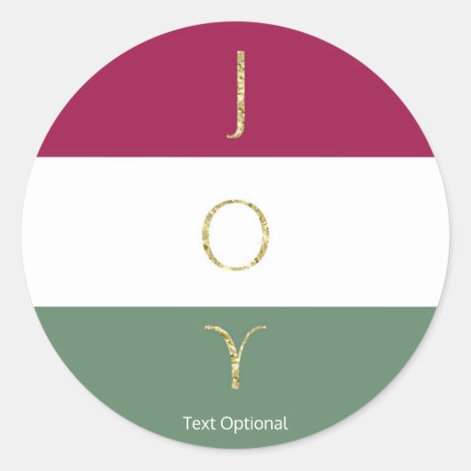 JOY Gold Sparkle Farbblock Holiday Custom Party Runder Aufkleber (Vorderseite)