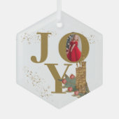 Joy Gold Sparky Weihnachtskerzen Foto Ornament Aus Glas (Vorderseite)