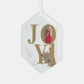 Joy Gold Sparky Weihnachtskerzen Foto Ornament Aus Glas (Vorderseite Links)