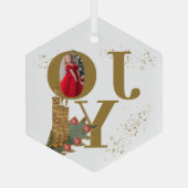 Joy Gold Sparky Weihnachtskerzen Foto Ornament Aus Glas (Rückseite)