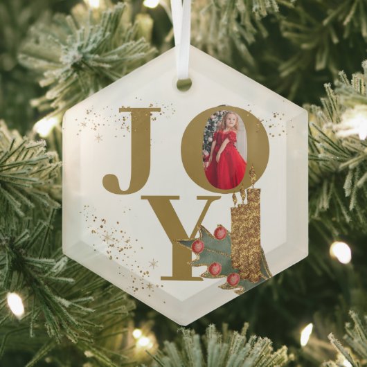 Joy Gold Sparky Weihnachtskerzen Foto Ornament Aus Glas (Insitu)