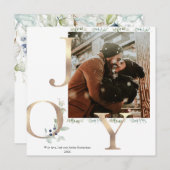 Joy gold staubblaue grüne Weihnachtsfotokarte (Vorne/Hinten)