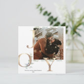 Joy gold staubblaue grüne Weihnachtsfotokarte (Stehend Vorderseite)