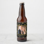 Joy! Goldene Schneeflocken mit festlichem Foto Bierflaschenetikett (Vorderseite)