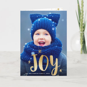 JOY   Goldene Weihnachtsfotokarte Karte