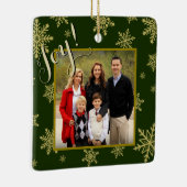 Joy! Goldschneeflocken Hunter Green Holiday Foto Keramikornament (Rechts)