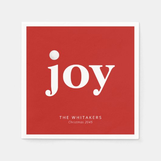 Joy Golf Holiday Personalized Name Typography Red Serviette (Vorderseite)
