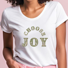 Joy - green floral typography T - Shirt