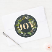 JOY Green Foliages Navy Blue Address Sticker (Umschlag)