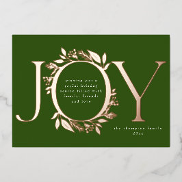 Joy Green Rose Gold Pine Berry Wreath Foto Folien Feiertagskarte