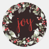 Joy Greenery | Berries Christmas Round Sticker (Vorderseite)