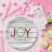 Joy Greenery Wreath Familie Weihnachten Pappteller (Party)