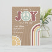 Joy Groovy Peace Mute Cardstock Baby Einladung (Stehend Vorderseite)