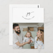 Joy, Gruß, Family Foto, Lächelndes Script Postkarte (Vorne/Hinten)