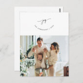 Joy, Gruß, Family Foto, Niedlich Lächeln Script Postkarte (Vorne/Hinten)