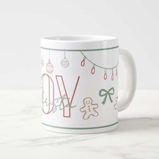Joy Hand Drawn Weihnachtsname Tasse (Vorderseite Rechts)