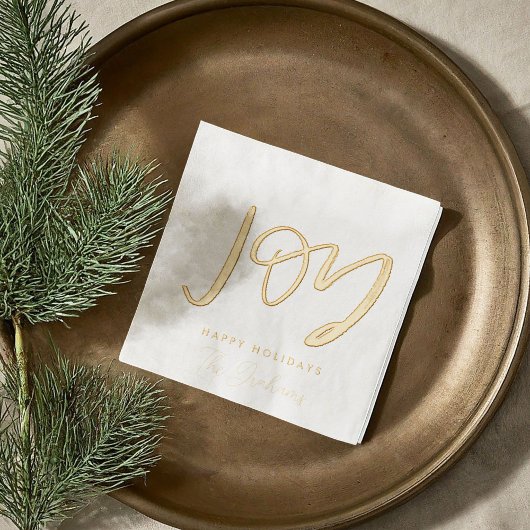 Joy Hand Lettered Holiday Foil Napkins Servietten Mit Folie