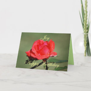 Joy Happy Birthday Scarlet Rose Card Karte
