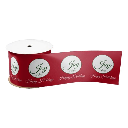 Joy Happy Holidays Minimalistisch Circle Christmas Satinband (Spule)