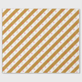 Joy Heart Pattern on Striped Golden & White Wrappi Geschenkpapier (Flach)