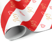 Joy Heart Pattern on Striped Red and White Geschenkpapier (Rolleneckpunkt)