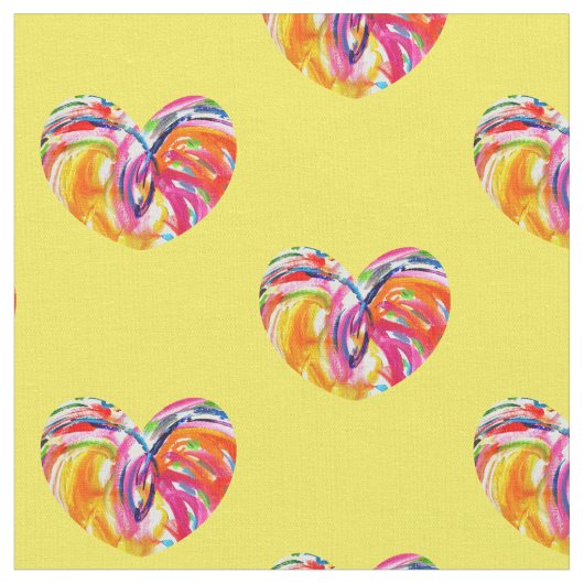 Joy Hearts Rainbow Material Stoff (Nahaufnahme)