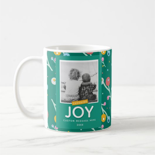 Joy Holiday Berries Custom 1 Foto Weihnachten Kaffeetasse (Links)