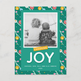 Joy Holiday Berries Custom Foto Postkarte