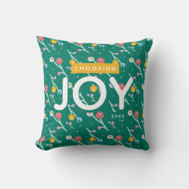 Joy Holiday Berries Green Yellow Custom Kissen