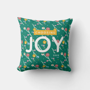 Joy Holiday Berries Green Yellow Custom Kissen