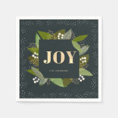 JOY Holiday Foliages Navy Blue Paper Napkins Serviette (Vorderseite)