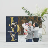 Joy Holiday Foto Card Einladung (Stehend Vorderseite)