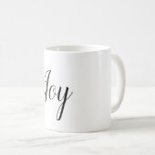 Joy Holiday Minimal White Elegante Text Kaffeetasse (VorderseiteRechts)