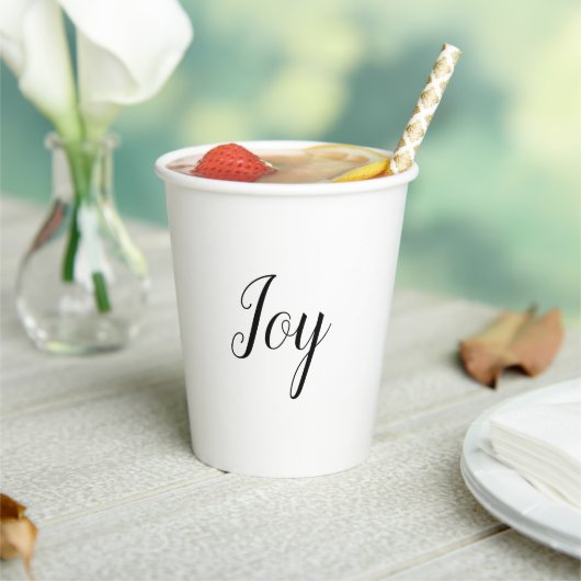 Joy Holiday Minimal White Elegante Text Pappbecher (In Situ)