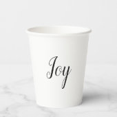 Joy Holiday Minimal White Elegante Text Pappbecher (Rückseite)