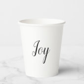 Joy Holiday Minimal White Elegante Text Pappbecher (Vorderseite)