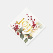 JOY Holiday poinesettias Holly Berries Serviette (Ecke)