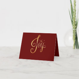 Joy Holiday Red Gold Name Elegante Grußkarte Feiertagskarte